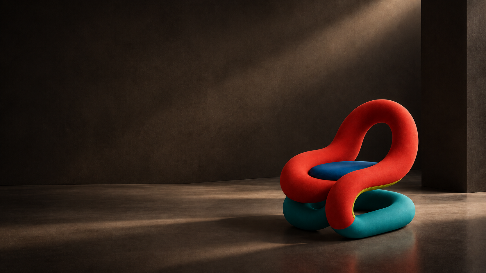 Dark sculptural wooden form with golden edges